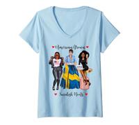 Mujer Herencia afroamericana cultivada y de raíces suecas Camiseta Cuello V