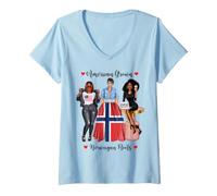 Mujer Herencia afroamericana cultivada y raíces de Norweigna Camiseta Cuello V