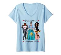Mujer Herencia afroamericana cultivada y raíces kazajas Camiseta Cuello V