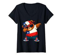 Mujer Herencia Hispana Bandera Chilena 2025 Orgullosos Niños Chile Camiseta Cuello V