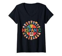 Mujer Herencia Hispana Niños Diversidad Unidad Camiseta Cuello V