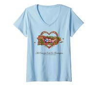 Mujer Herencia Hispana Puerto Rico Mi Corazón Borinquen Camiseta Cuello V