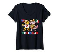 Mujer Herencia mexico-puertorriqueña Cultura Puerto Rico Bandera Camiseta Cuello V