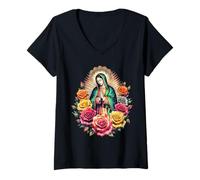 Mujer Heritage Mexican Mom Virgen de Guadalupe Mother's Day Camiseta Cuello V