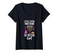 Mujer Hermana pequeña del Bat Mitzvah Camiseta Cuello V