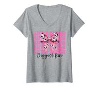 Mujer Hermana pequeña, la mayor fanática del fútbol, hermana del fútbol, coqueta Camiseta Cuello V