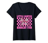 Mujer Hermana pequeña, la mayor fanática del fútbol, hermana del fútbol, coqueta Camiseta Cuello V