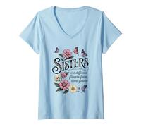 Mujer Hermanas Diferentes Flores del Mismo jardín a Juego Hermana Camiseta Cuello V