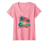 Mujer Hermanas Riviera Maya BFF Viaje Surfing Vacaciones Mamás Coincidencia Camiseta Cuello V