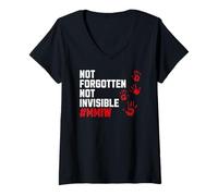 Mujer Hermanas robadas MMIW Mujeres indígenas desaparecidas MMIP Invisible Camiseta Cuello V
