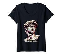 Mujer Hermano Errr Meme y divertida estatua de David Miguel Ángel Camiseta Cuello V