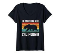 Mujer Hermosa Beach Costa de California Los Ángeles 310 424 Surf Sea Camiseta Cuello V