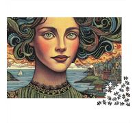Mujer Hermosa en un Pueblo costero 38x26cm/1000pcs Puzzle Adecuado para Adultos Y Multitud Mayores De 14 Años