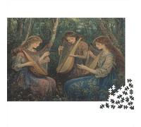 Mujer Hermosa Playing Harp and Lute in The Forest 1000 Piezas Rompecabezas para Adultos para Amantes O Amigos Imposable 70x50cm/1000pcs