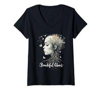 Mujer Hermosa Ropa inspiradora de Bienestar Emocional Caos Camiseta Cuello V