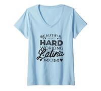 Mujer Hermosa Y Trabajadora Latina Mamá - Funny Latina Mom Camiseta Cuello V