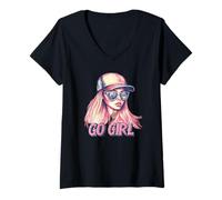 Mujer Hermoso disfraz de discurso Go Girl Camiseta Cuello V