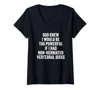 Mujer Herniated Disks Funny Friend Joke Camiseta Cuello V