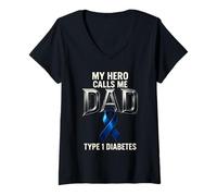 Mujer Hero Calls Me Dad Funny Type 1 Diabetes T1D Diabético Hombres Camiseta Cuello V