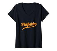 Mujer Héroe Bombero Bombero Camiseta Cuello V