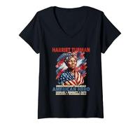 Mujer Héroe Estadounidense del ferrocarril subterráneo Harriet Tubman Camiseta Cuello V