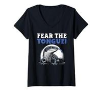 Mujer Herpetología de Reptiles Amante del Lagarto de la Lengua Azul Skink Camiseta Cuello V
