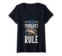 Mujer Herpetología de Reptiles Amante del Lagarto de la Lengua Azul Skink Camiseta Cuello V