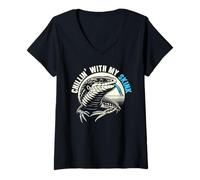 Mujer Herpetología de Reptiles Amante del Lagarto de la Lengua Azul Skink Camiseta Cuello V