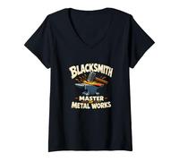Mujer Herrero Maestro De Metal Works Forge Master Camiseta Cuello V
