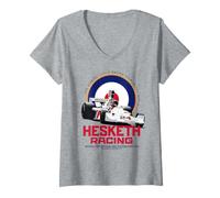 Mujer Hesketh Racing Campeón del Mundo Británico Equipo Vintage Classic Camiseta Cuello V