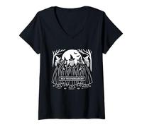Mujer Hex el patriarcado, aquelarre de brujas, bruja, bruja, brujas luna llena Camiseta Cuello V