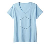 Mujer Hexágono Forma geométrica Traje Camiseta Cuello V