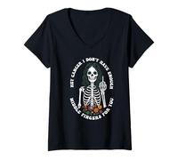 Mujer hey cancer dedo medio conciencia sobre el cáncer Mes Chica Mujeres Camiseta Cuello V