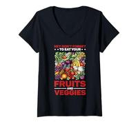 Mujer Hey Don't Forget To Eat Your Fruits And Veggies Camiseta Cuello V