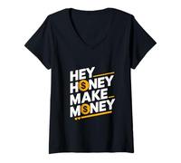 Mujer Hey Honey Gana Dinero Citas Divertidas Dinero Memes Divertidos Camiseta Cuello V