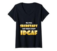 Mujer Hi I'm a Secretary Idgaf Funny Office Warehouse Secretaries Camiseta Cuello V
