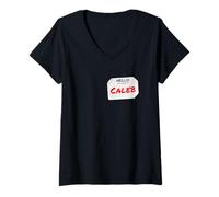 Mujer Hi My Name Is Caleb Lazy DIY Costume para Fiestas Camiseta Cuello V