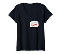 Mujer Hi My Name Is Luna Lazy DIY Costume para Fiestas Camiseta Cuello V