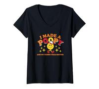 Mujer Hice un popó y mi Barriga se Siente Mejor - Pooping Funny Poop Camiseta Cuello V