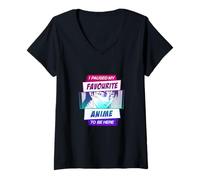 Mujer Hice una Pausa en mi Anime Favorito para Estar aquí Camiseta Cuello V