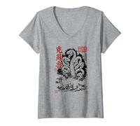 Mujer Hidra Monstruo Marino Arte Japonés Ukiyo-e Camiseta Cuello V