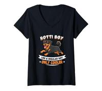 Mujer Hielera Rotti Boy, como un niño Normal, Solo para niños - Rottweiler Dog Camiseta Cuello V