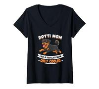 Mujer Hielera Rotti Mom, como una mamá Normal, Solo para Madres - Rottweiler Dog Camiseta Cuello V