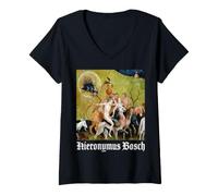 Mujer Hieronymus Bosch El jardín de Las delicias terrenales Camiseta Cuello V