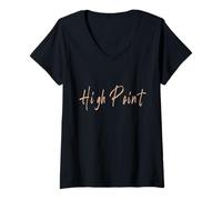 Mujer High Point North Carolina Vintage diseño Elegante Camiseta Cuello V