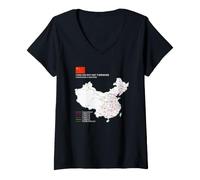 Mujer High-Speed Train Railway - Souvenir Route Map China Camiseta Cuello V