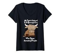 Mujer Highland Cow My Spirit Animal es una Vaca gruñona Camiseta Cuello V