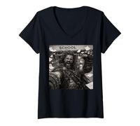 Mujer Highlander Último Día De Escuela Vacaciones De Verano Divertido Selfie Camiseta Cuello V
