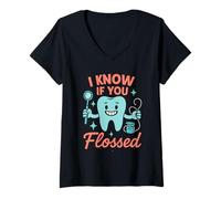 Mujer Higiene Dental Divertida del Limpiador Dental RDH del higienista Dental Camiseta Cuello V