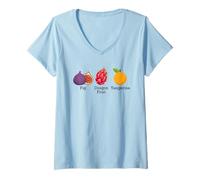 Mujer Higo Dragon Fruit Mandarina Fruta Sutil Anti Trump Camiseta Cuello V